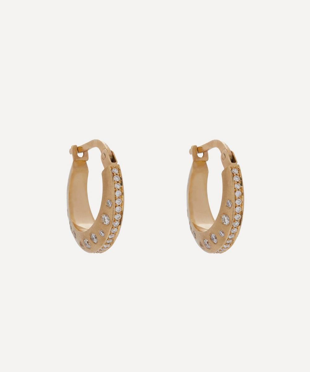 Balint Samad - 9ct Gold Martian Yellow Sapphire and Diamond Hoop Earrings