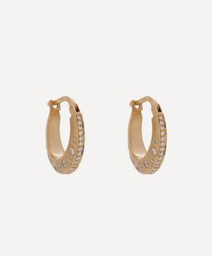 9ct Gold Martian Yellow Sapphire and Diamond Hoop Earrings