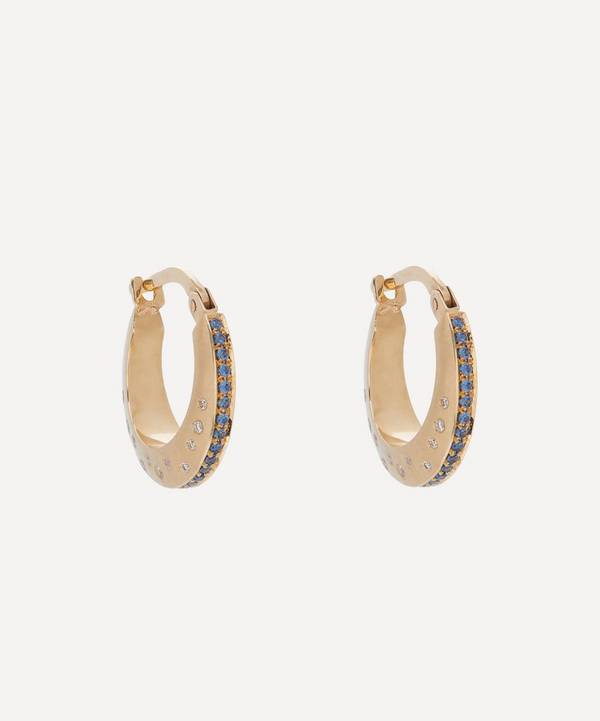 Balint Samad - 9ct Gold Martian Blue Sapphire and Diamond Hoop Earrings image number 0