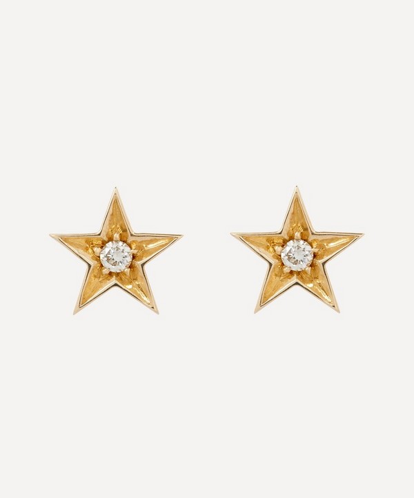 Balint Samad - 9ct Gold Sirius Large Diamond Star Stud Earrings