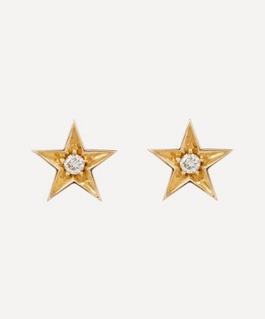 Balint Samad - 9ct Gold Sirius Large Diamond Star Stud Earrings image number 0