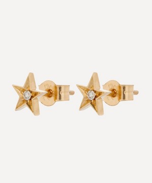 Balint Samad - 9ct Gold Sirius Large Diamond Star Stud Earrings image number 2