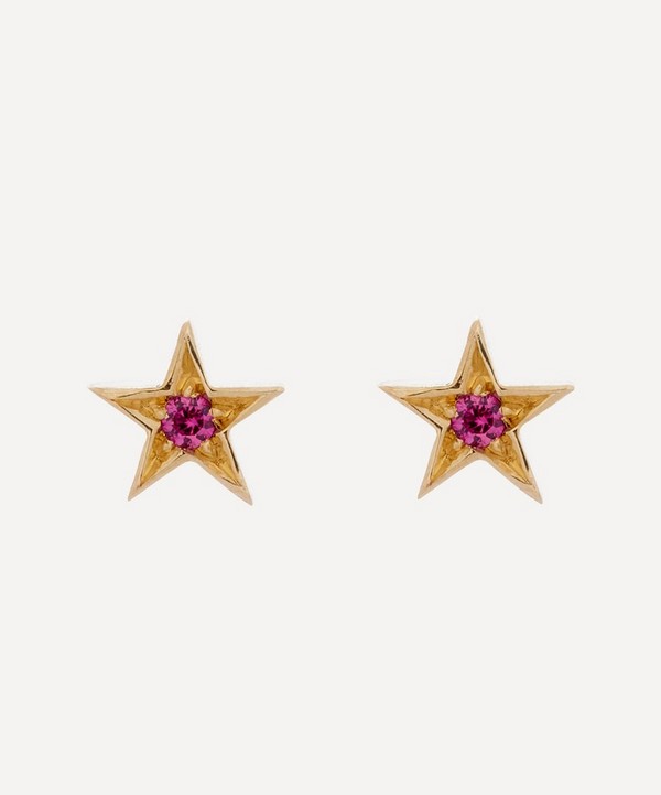 Balint Samad - 9ct Gold Altair Mini Pink Sapphire Star Stud Earrings