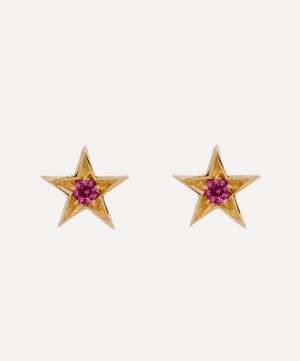 Balint Samad - 9ct Gold Altair Mini Pink Sapphire Star Stud Earrings image number 0