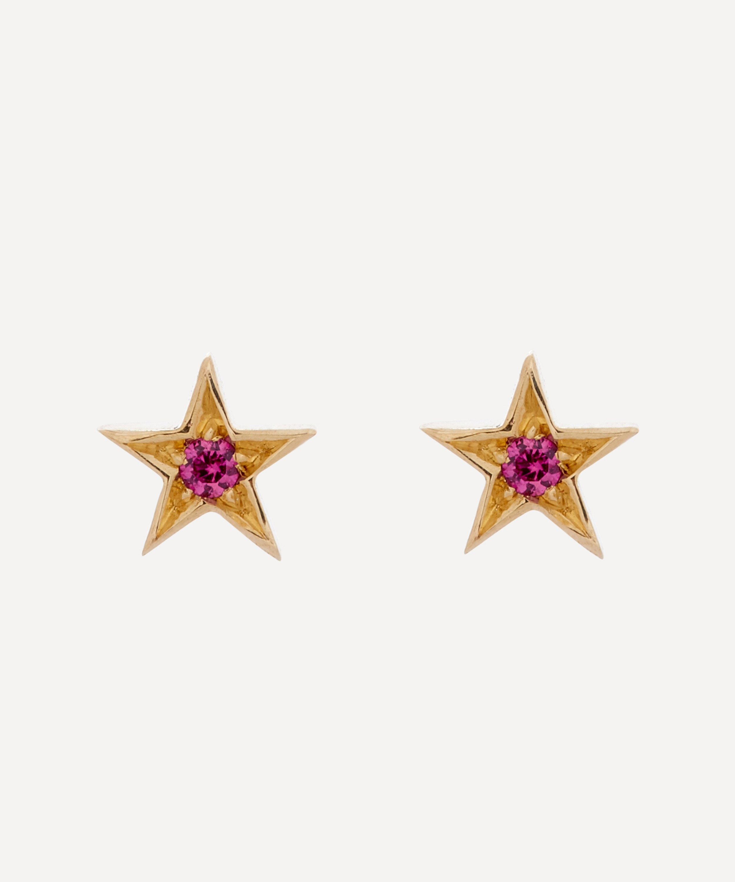 Balint Samad - 9ct Gold Altair Mini Pink Sapphire Star Stud Earrings