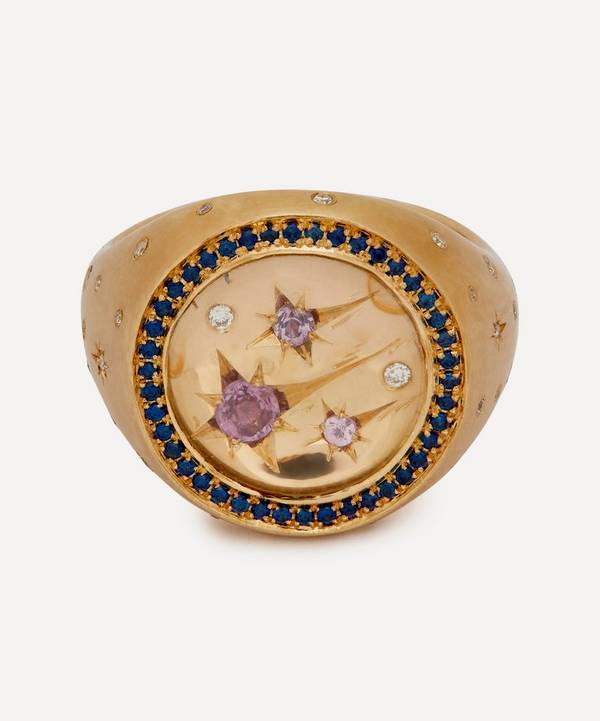 Balint Samad - 9ct Gold Astrolabe Rock Crystal Signet Ring