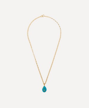 Kirstie Le Marque - 9ct Gold-Plated Diamond and Turquoise Enamel Egg Pendant Necklace image number 2