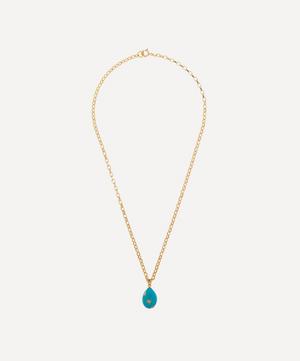 Kirstie Le Marque - 9ct Gold-Plated Diamond and Turquoise Enamel Egg Pendant Necklace image number 2