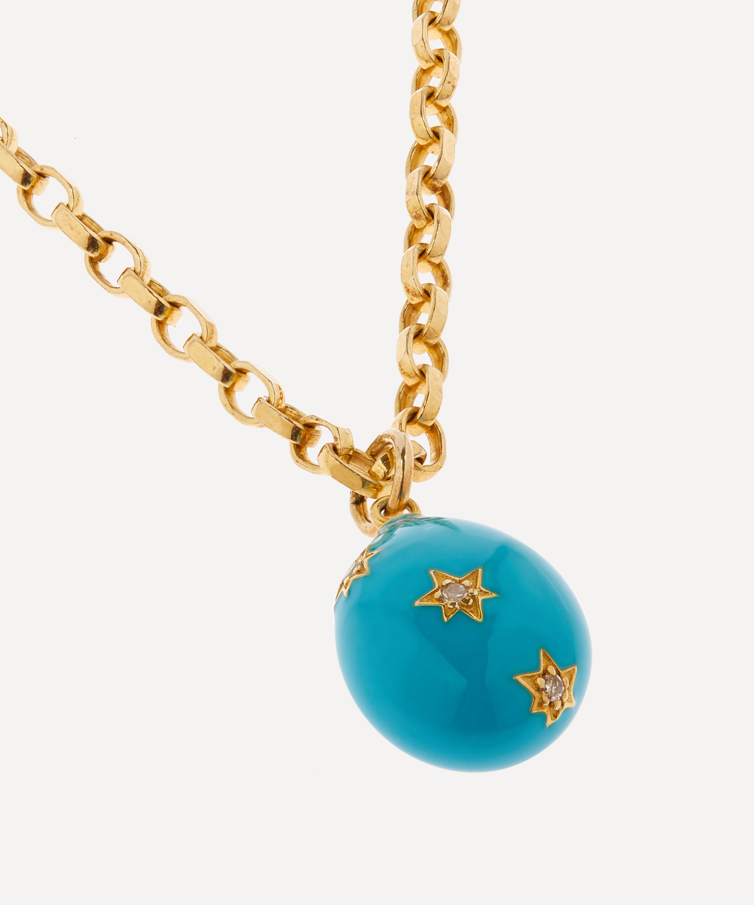 Kirstie Le Marque 9ct Gold-Plated Diamond and Turquoise Enamel Egg