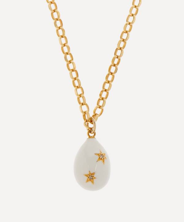 Kirstie Le Marque - 9ct Gold-Plated Diamond and White Enamel Egg Pendant Necklace