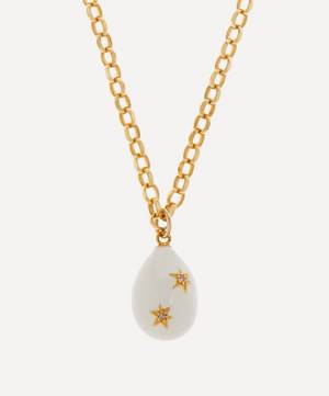 9ct Gold-Plated Diamond and White Enamel Egg Pendant Necklace