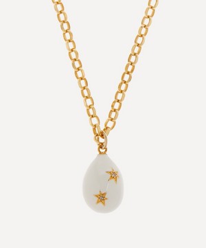 Kirstie Le Marque - 9ct Gold-Plated Diamond and White Enamel Egg Pendant Necklace image number 0