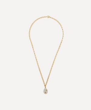 Kirstie Le Marque - 9ct Gold-Plated Diamond and White Enamel Egg Pendant Necklace image number 2
