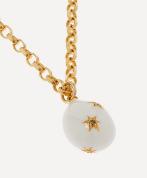 Kirstie Le Marque - 9ct Gold-Plated Diamond and White Enamel Egg Pendant Necklace image number 3