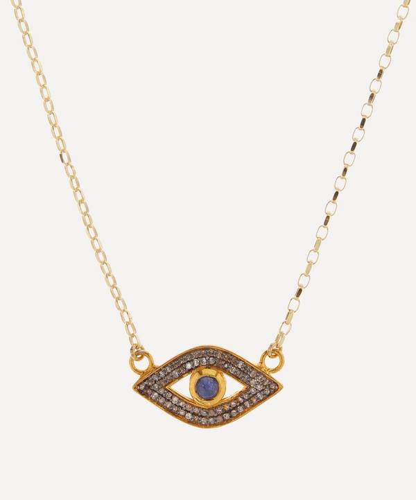 Kirstie Le Marque - 9ct Gold Pavé Diamond and Sapphire Evil Eye Pendant Necklace