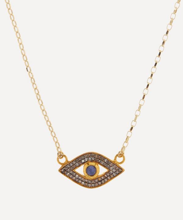 Kirstie Le Marque - 9ct Gold Pavé Diamond and Sapphire Evil Eye Pendant Necklace image number null