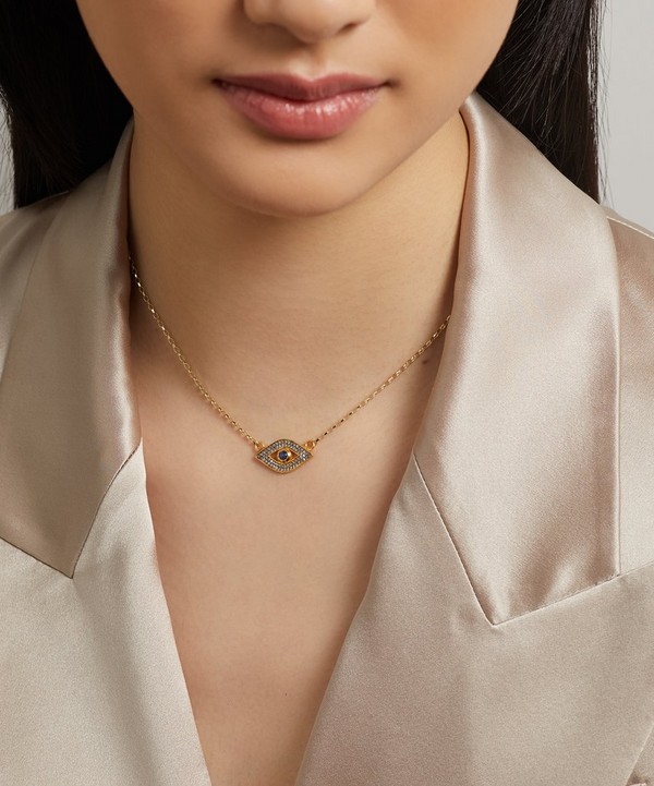 Kirstie Le Marque - 9ct Gold Pavé Diamond and Sapphire Evil Eye Pendant Necklace image number 1