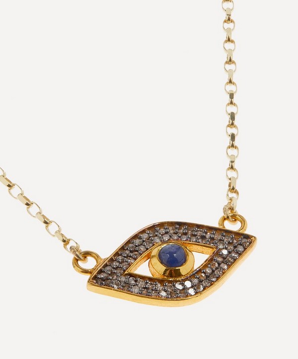 Kirstie Le Marque - 9ct Gold Pavé Diamond and Sapphire Evil Eye Pendant Necklace image number 3