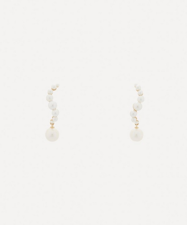 Mateo - 14ct Gold Pearl Curve Drop Earrings image number null