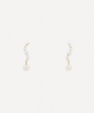 14ct Gold Pearl Curve Drop Earrings
