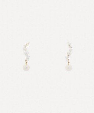 Mateo - 14ct Gold Pearl Curve Drop Earrings image number 0