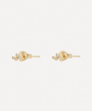 Mateo - 14ct Gold Diamond Wave Bezel Stud Earrings image number 1