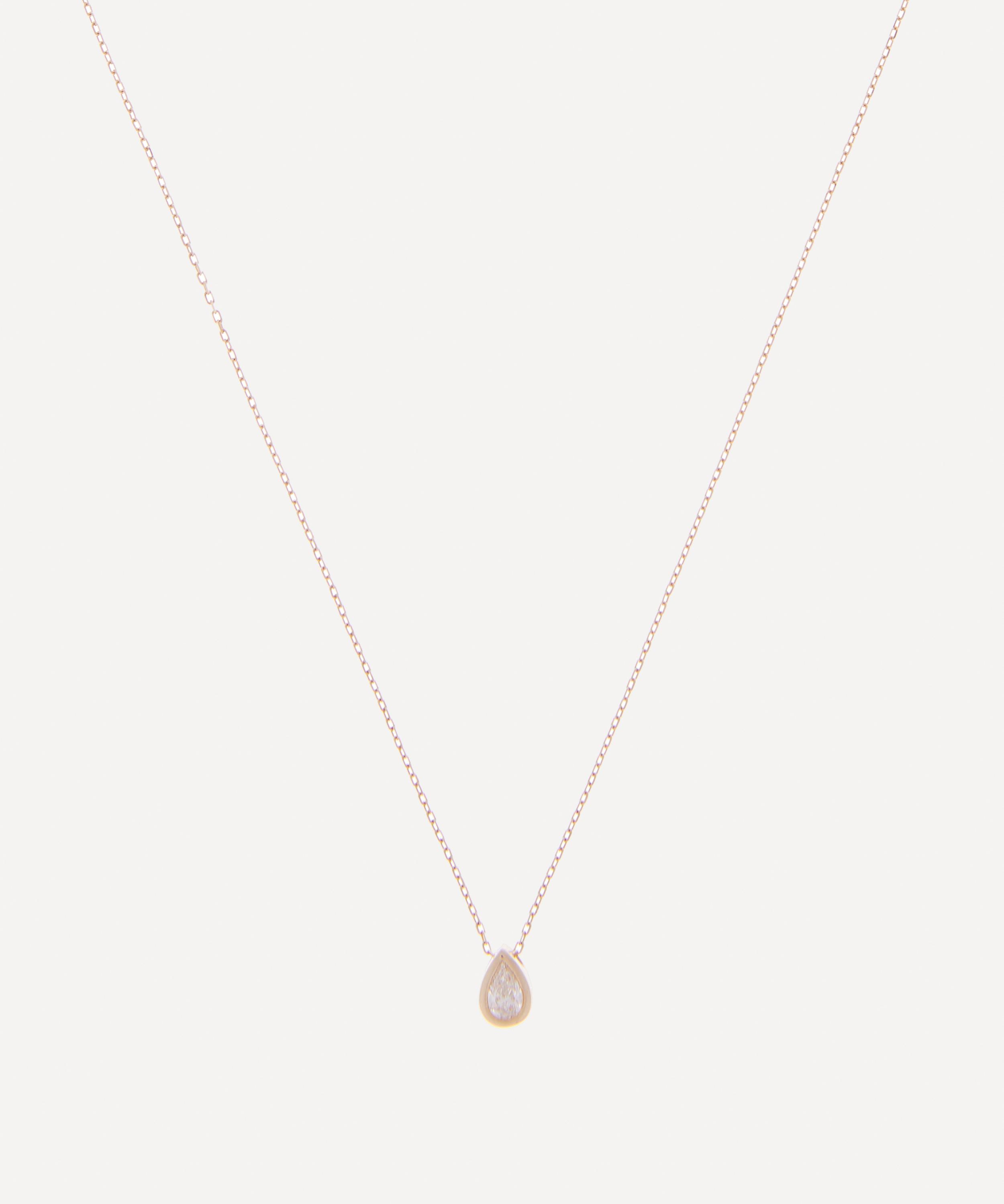 Mateo -  14ct Gold Single Pear Diamond Necklace image number 0