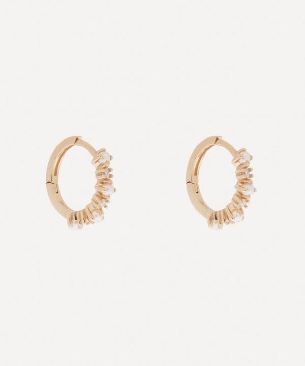 Mateo - 14ct Gold The Little Things Pearl and Diamond Huggie Hoop Earrings image number 0
