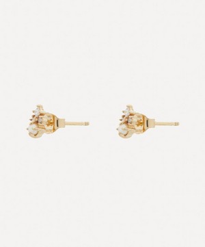 Mateo - 14ct Gold The Little Things Tri Diamond and Pearl Stud Earrings image number 1