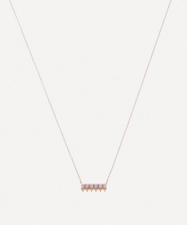 Mateo - 14ct Gold The Little Things Pearl and Diamond Horizontal Bar Necklace image number null