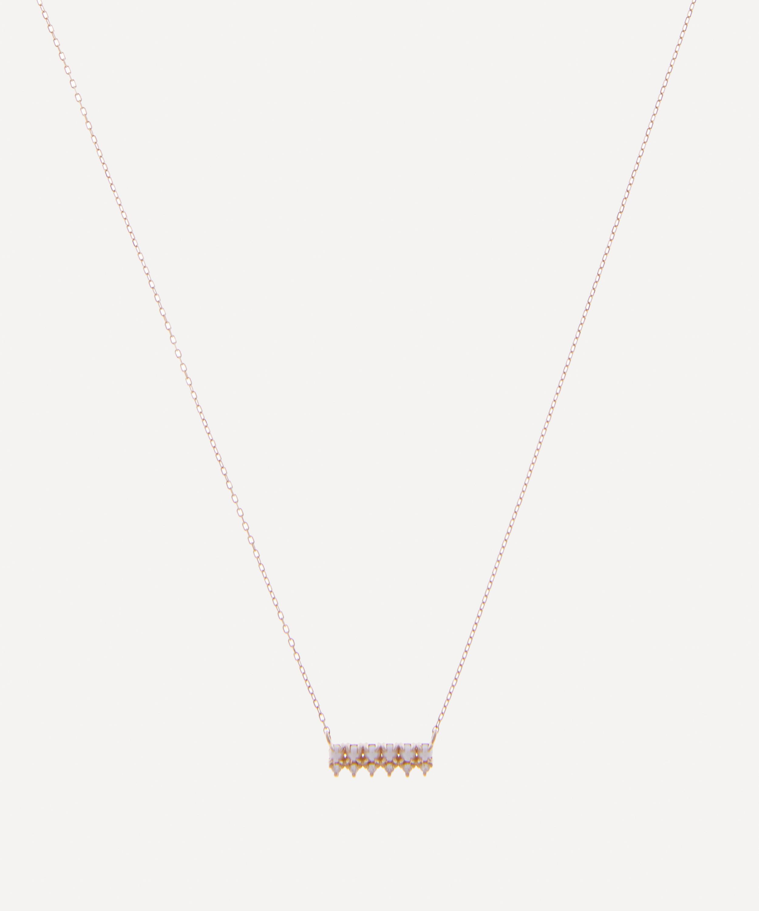 Mateo - 14ct Gold The Little Things Pearl and Diamond Horizontal Bar Necklace image number 0