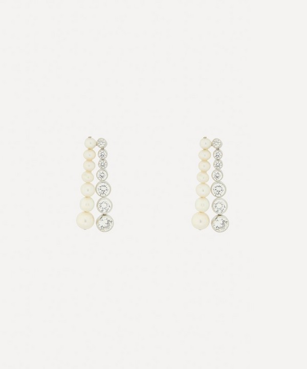 Completedworks - Silver Pearl and CZ Drop Earrings image number null
