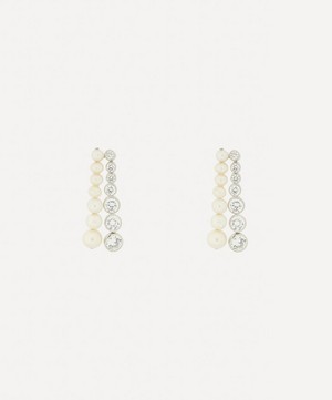 Completedworks - Silver Pearl and CZ Drop Earrings image number 0