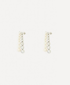 Completedworks - Silver Pearl and CZ Drop Earrings image number 2
