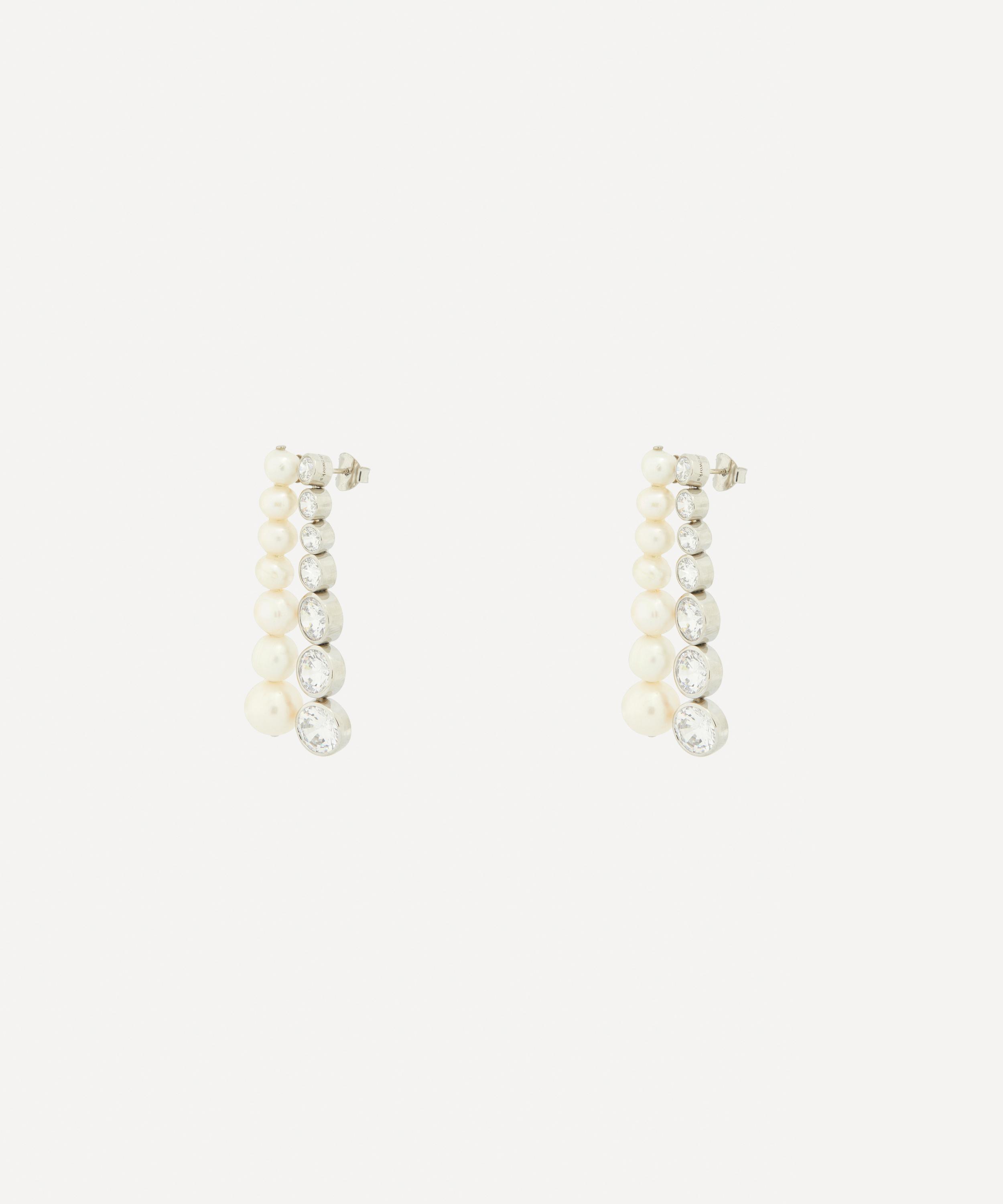 Completedworks - Silver Pearl and CZ Drop Earrings image number 2
