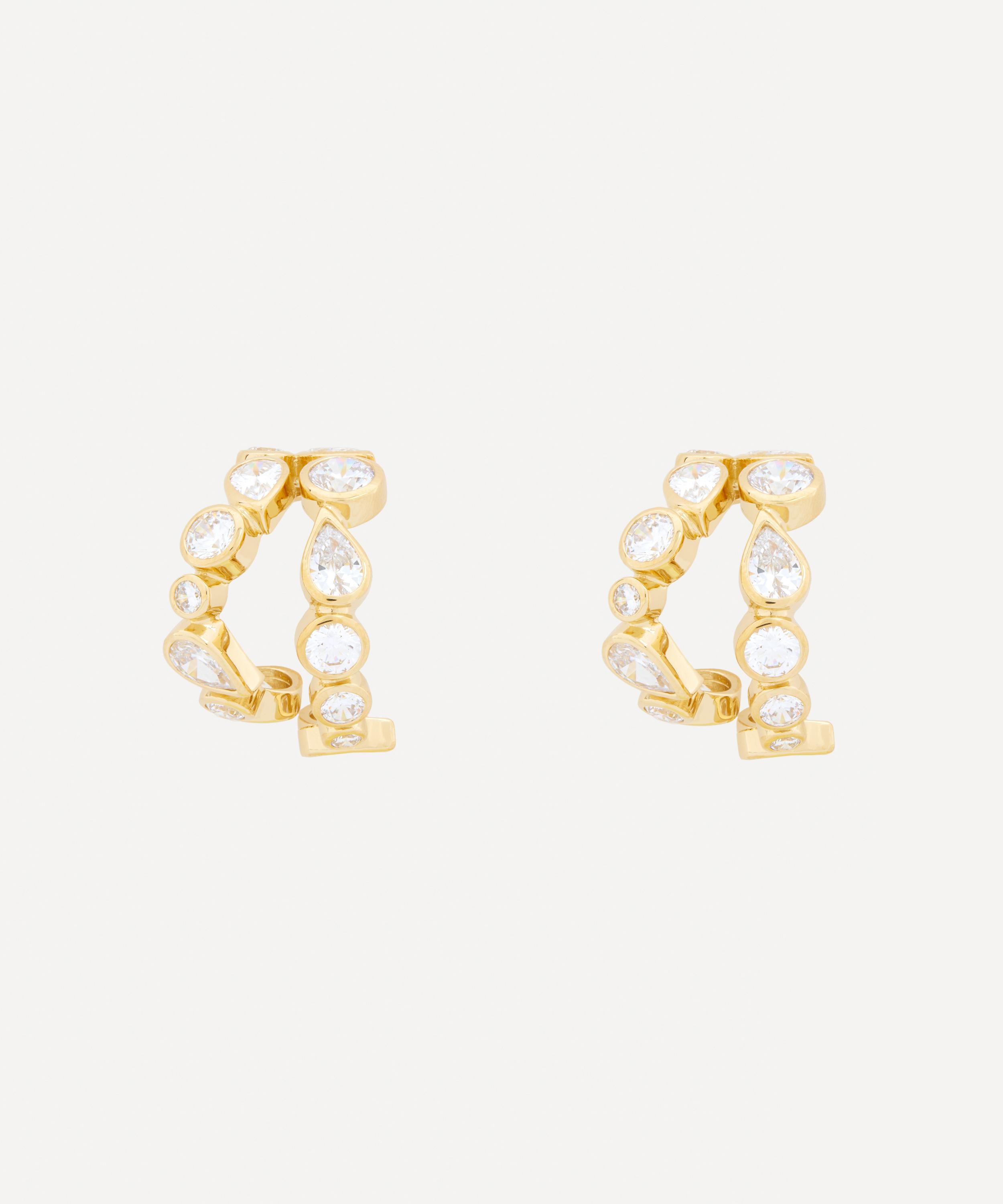 Completedworks - 14ct Gold-Plated Double CZ Hoop Earrings image number 0