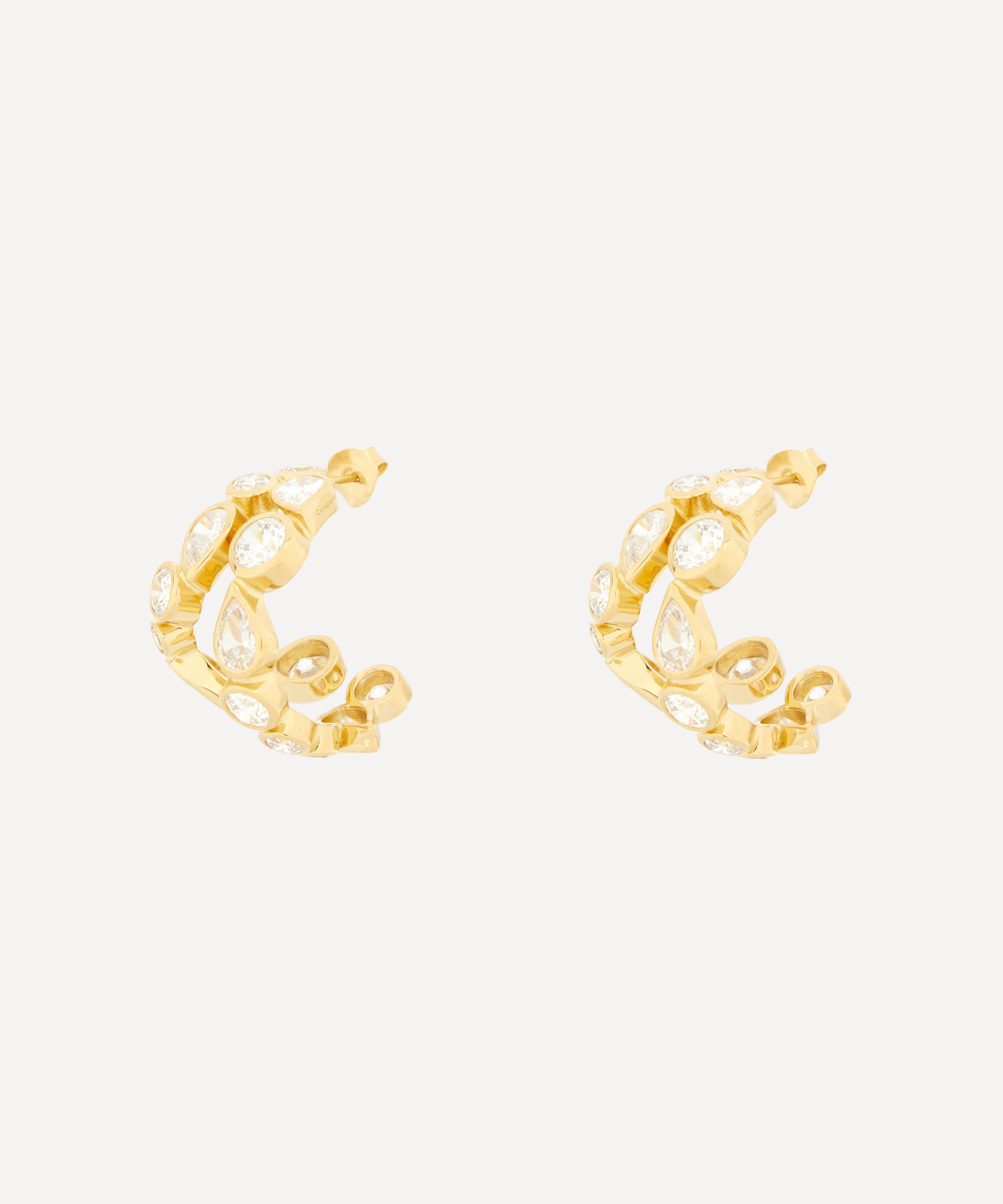 Completedworks - 14ct Gold-Plated Double CZ Hoop Earrings image number 2