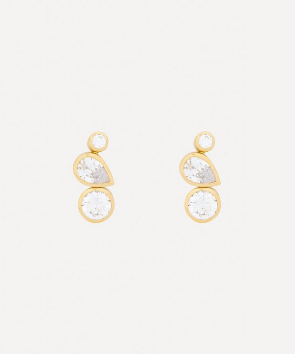 Completedworks - 14ct Gold-Plated CZ Trio Stud Earrings image number null