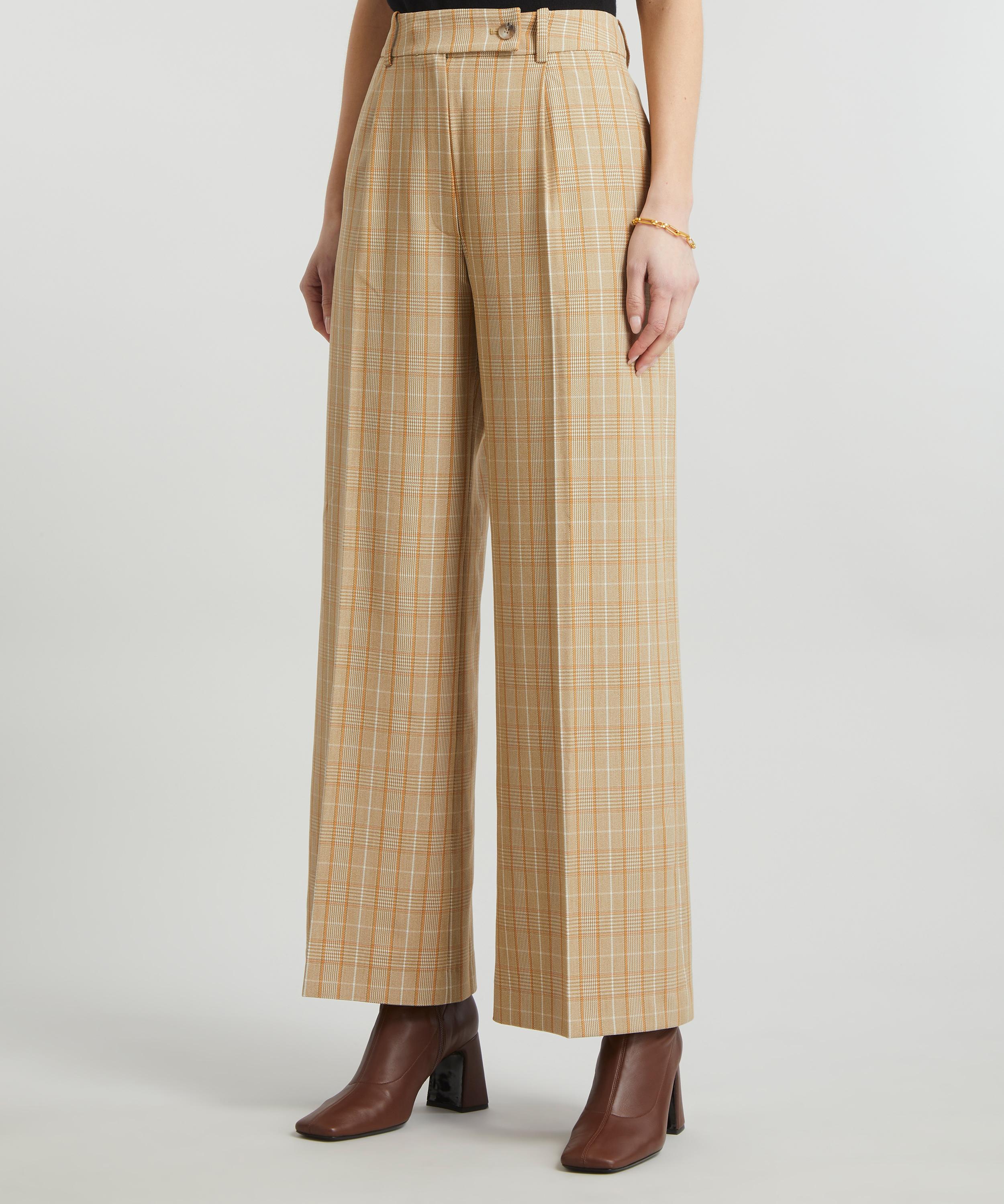 Plaid Tailored Wide Leg Trousers