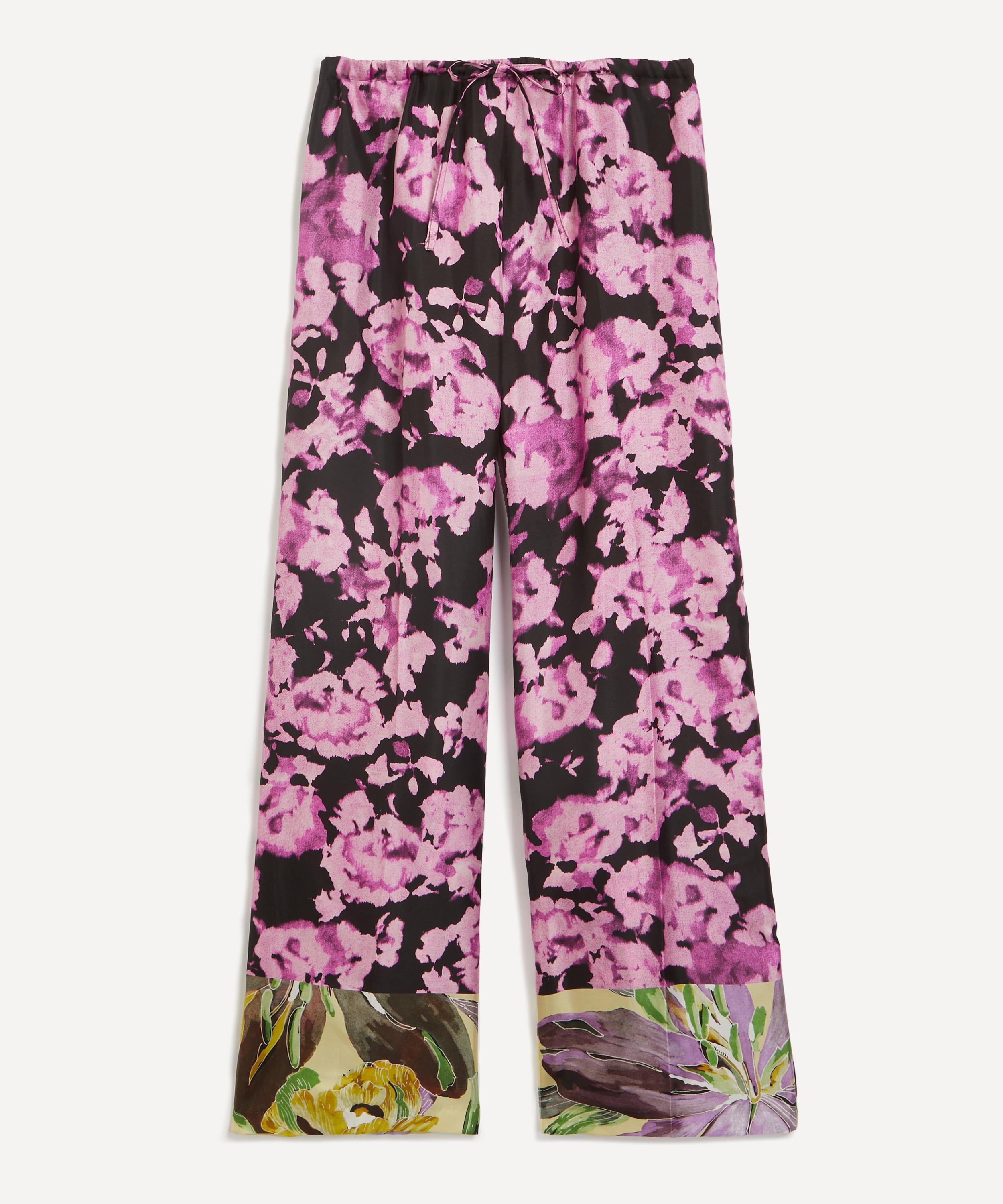 Dries Van Noten - Elasticated Silk-Twill Floral Trousers image number 0