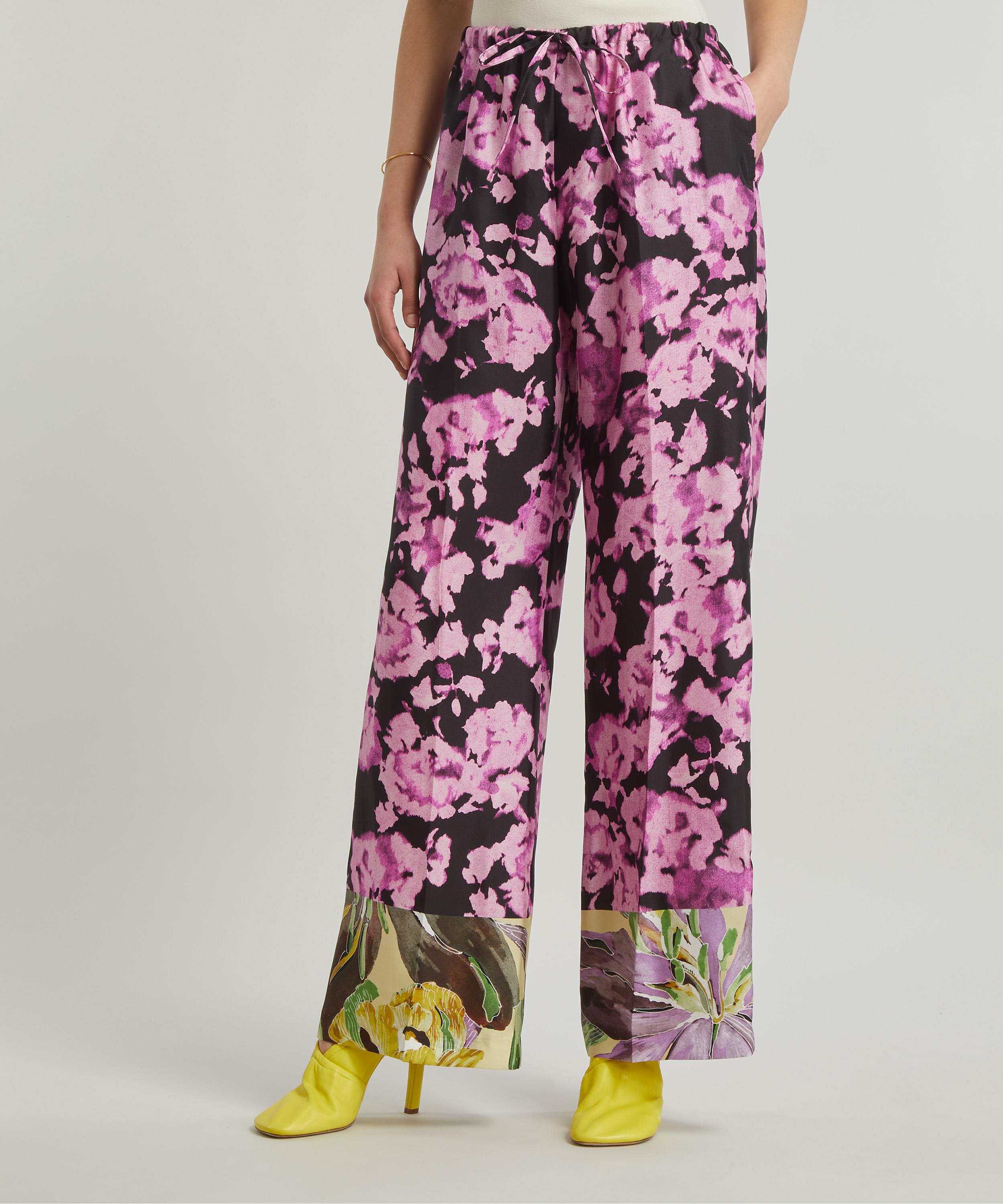 Dries Van Noten - Elasticated Silk-Twill Floral Trousers image number 2