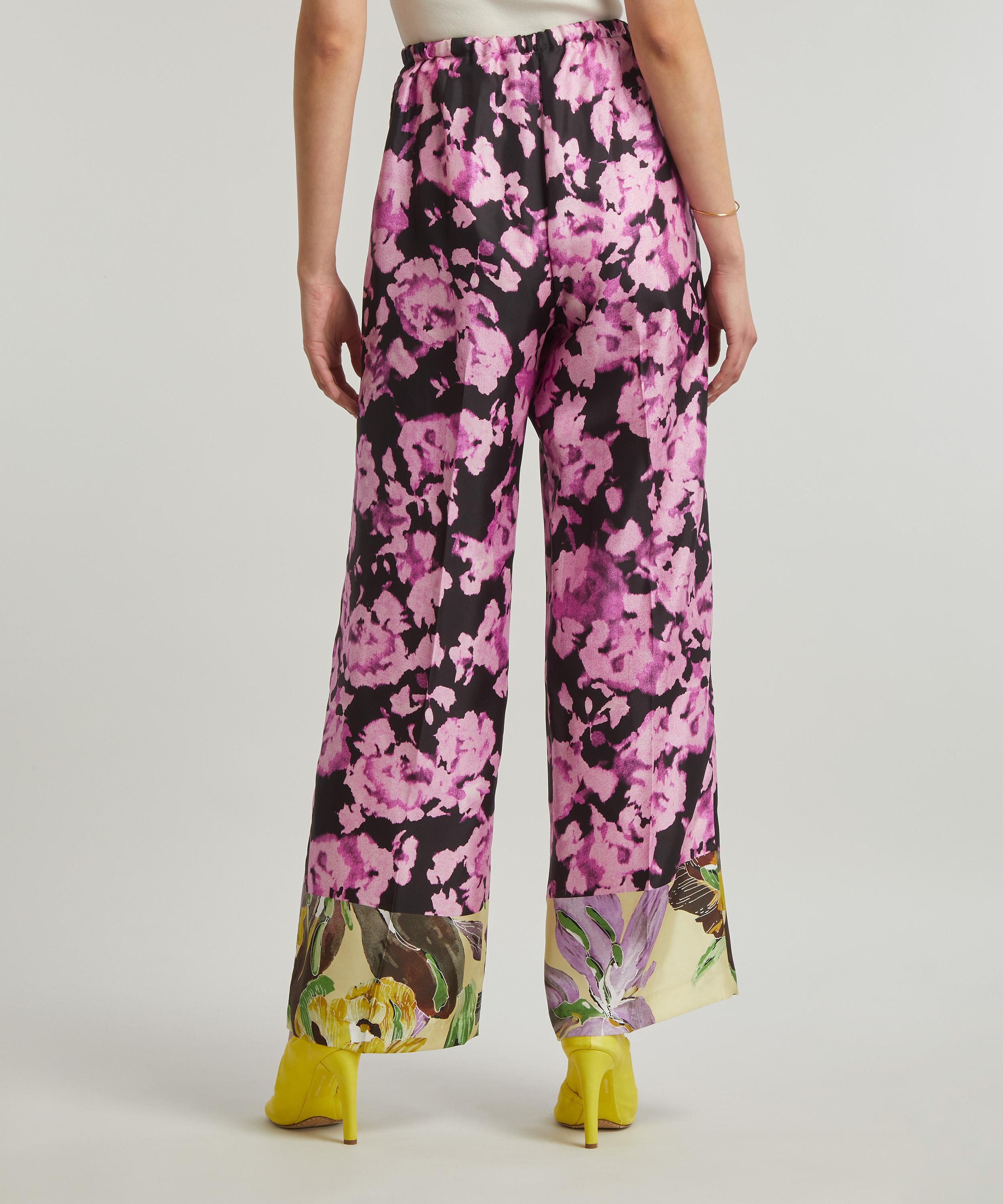 Dries Van Noten - Elasticated Silk-Twill Floral Trousers image number 3