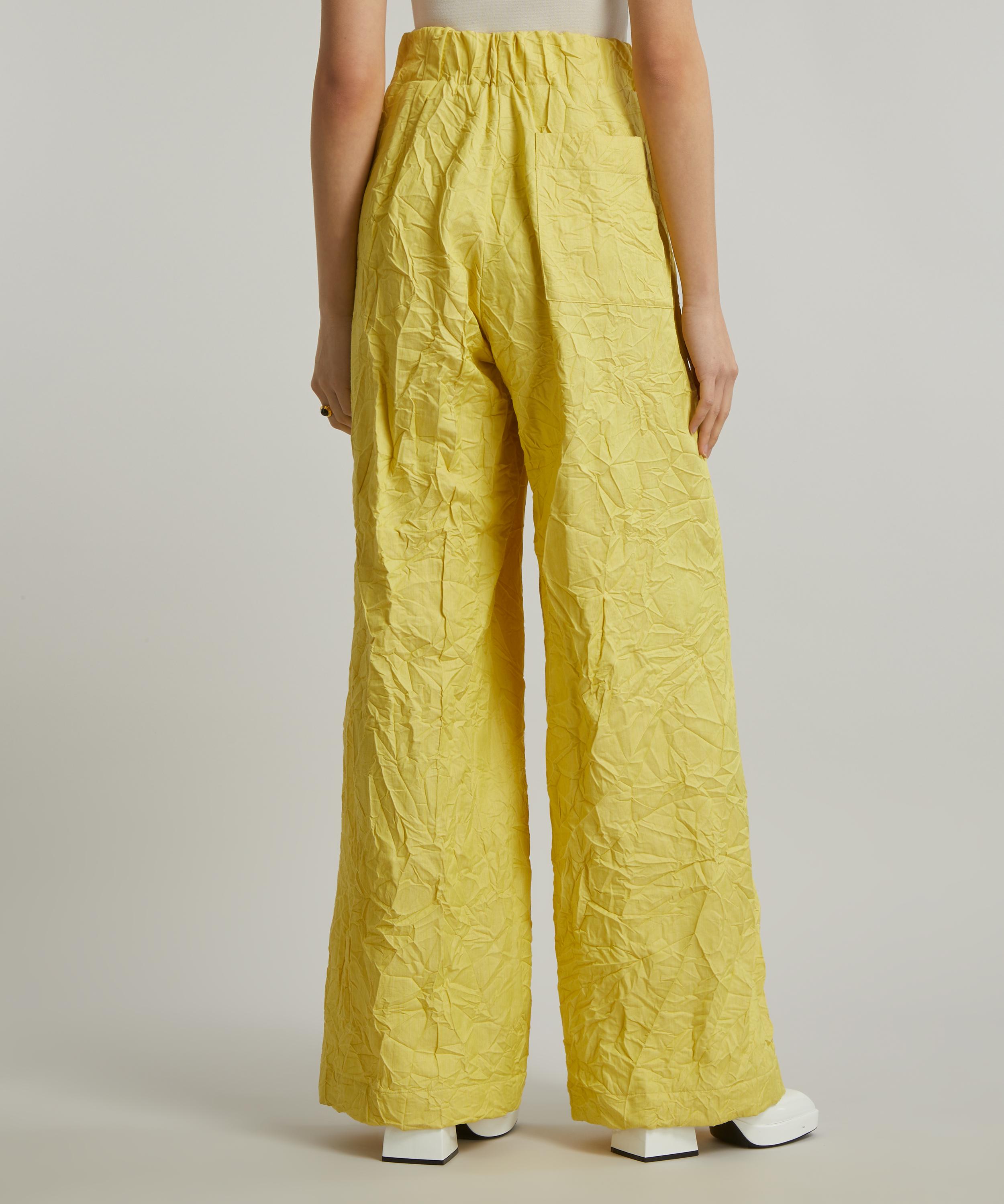 High-rise silk-blend wide-leg pants in green - Dries Van Noten