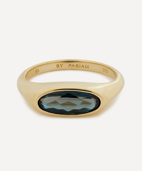By Pariah - 9ct Gold Orbit London Blue Topaz Pinky Ring image number null