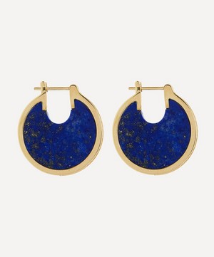 By Pariah - 14ct Gold Lenticular Lapis Lazuli and Diamond Earrings image number 2