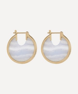 By Pariah - 14ct Gold Lenticular Blue Lace Agate and Diamond Earrings image number 2