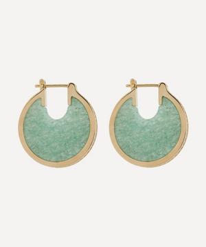 By Pariah - 14ct Gold Lenticular Green Aventurine and Diamond Earrings image number 2
