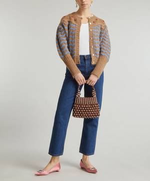 Quinn Wooden and Pearl Beaded Tote Bag