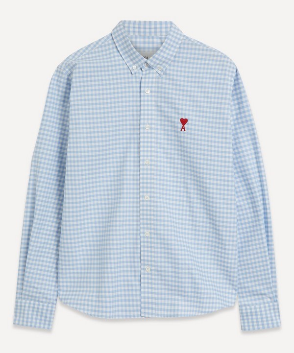 Ami - Button-Down Blue Gingham Shirt image number null