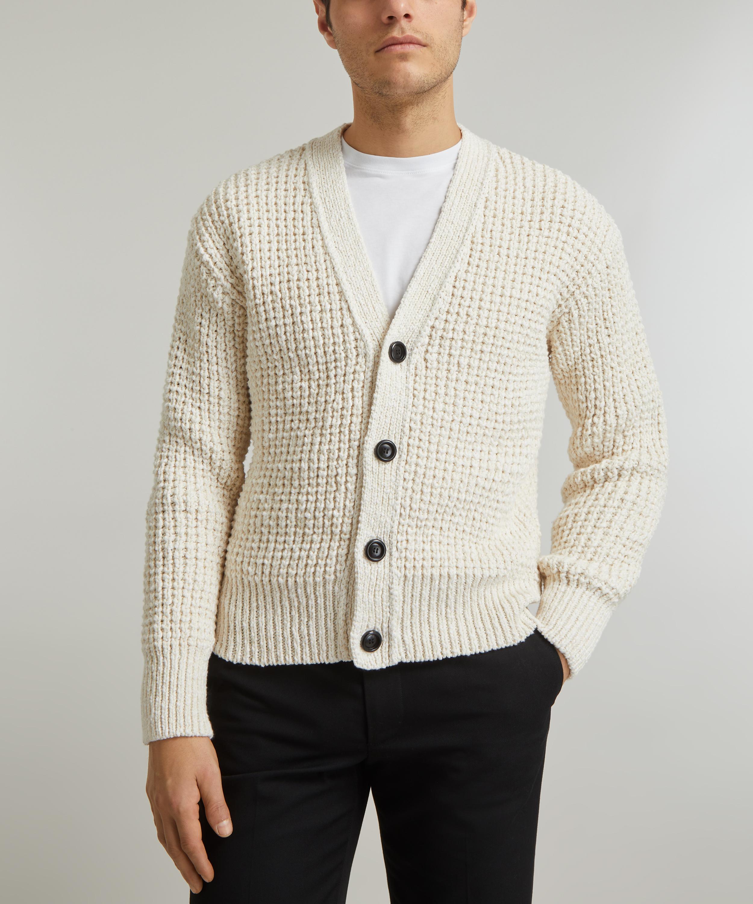 Waffle knit cardigan on sale mens